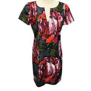 Trina Turk Mirren Dress Womens 6 Pink Multicolor Floral Silk Blend Romantic Bold